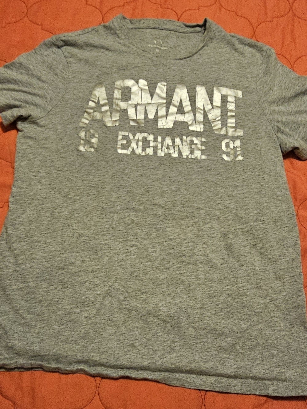 Armani Exchange Heather Gray Short Sleeve Logo Tee